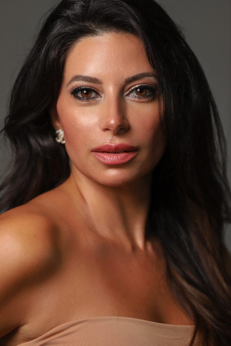 Fida Georges in a black evening dress